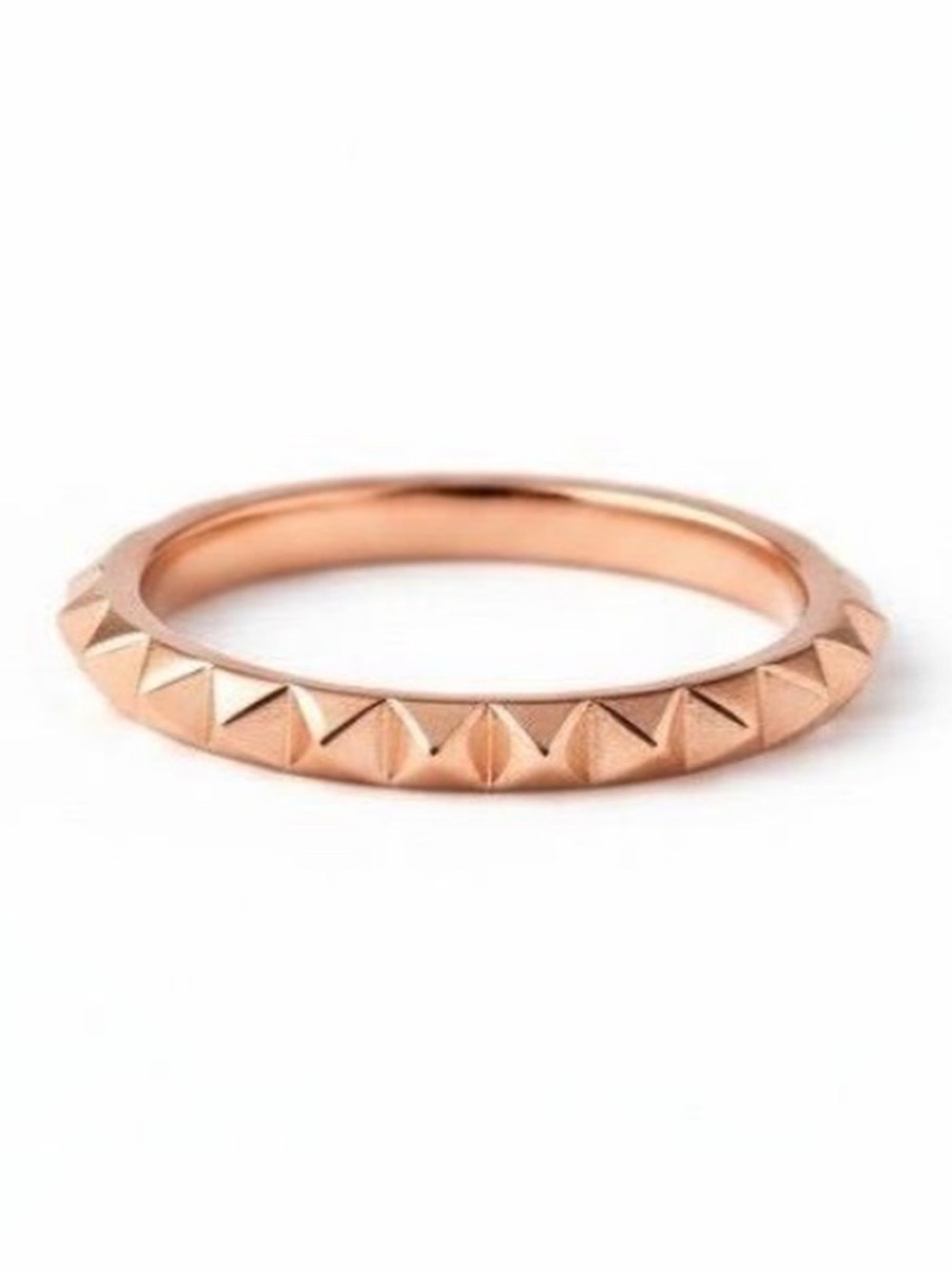 Real 14k Rose Gold Pyramid Ring Stacker Fine Jewelry Celebrity Stylist Curated